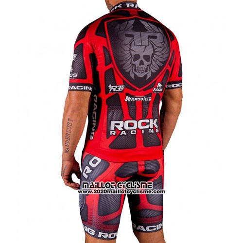 2016 Maillot Ciclismo Rock Racing Rouge et Marron Manches Courtes et Cuissard